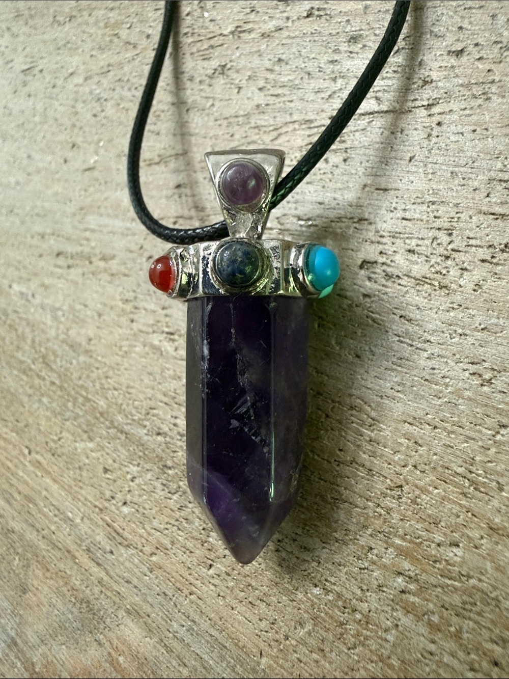 Amethyst Point Pendant Necklace with Multi-Stone Accents